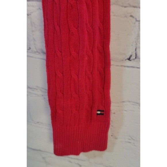 Tommy Hilfiger Women's Red Solid V Neck Cable Knit Sweater Sz S Preppy Classic - Picture 4 of 6